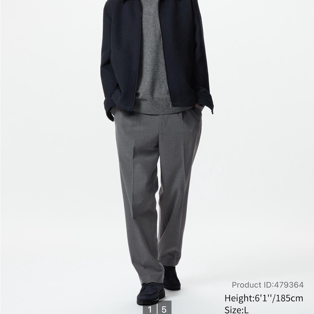 Uniqlo wide leg pleated trousers - grey M
